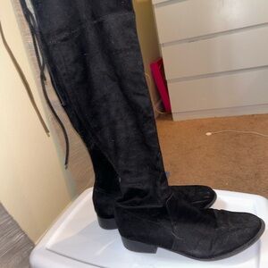 tall black suede boots